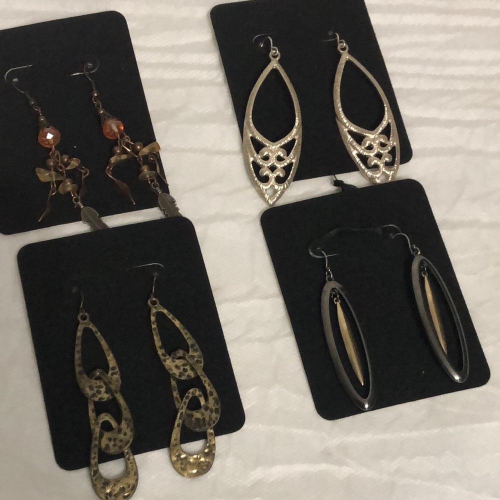 Mixed Metal Dangle Earrings bundle of 4